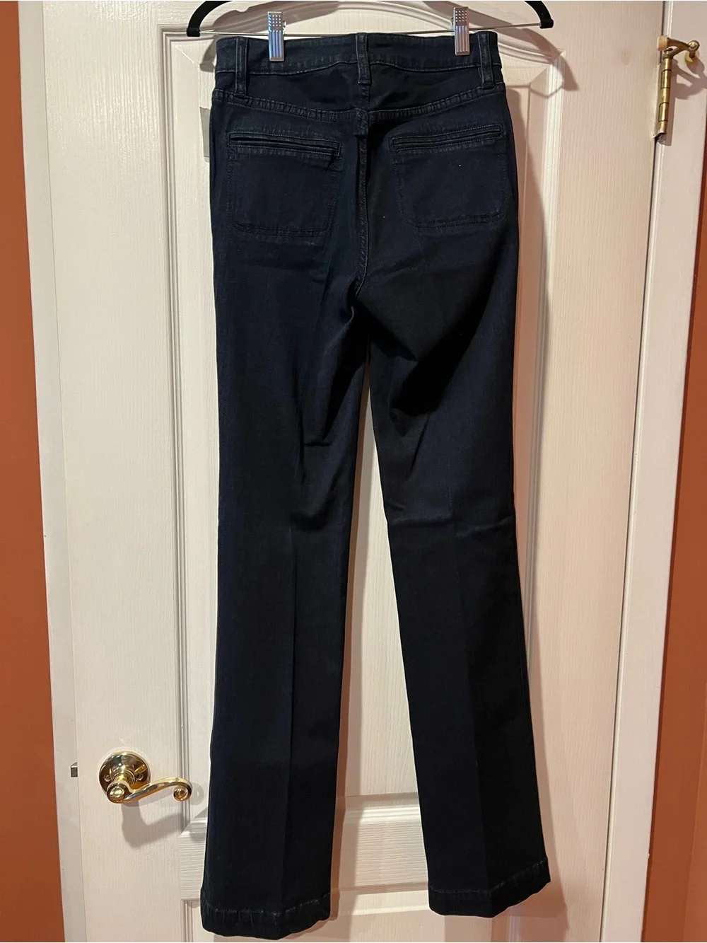 Dark Denim Straight-Leg Pants with Front Flap Pockets brand new with tags